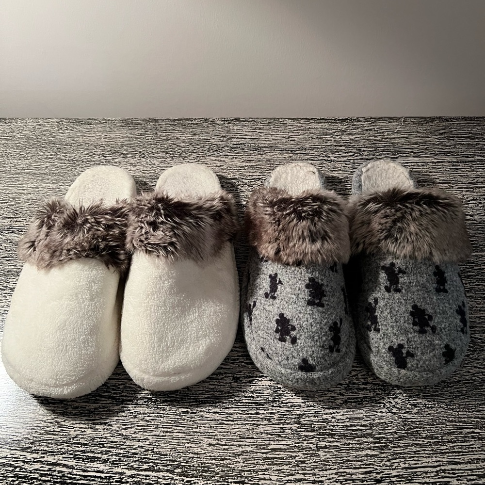 Two pair of Pottery Barn Slippers